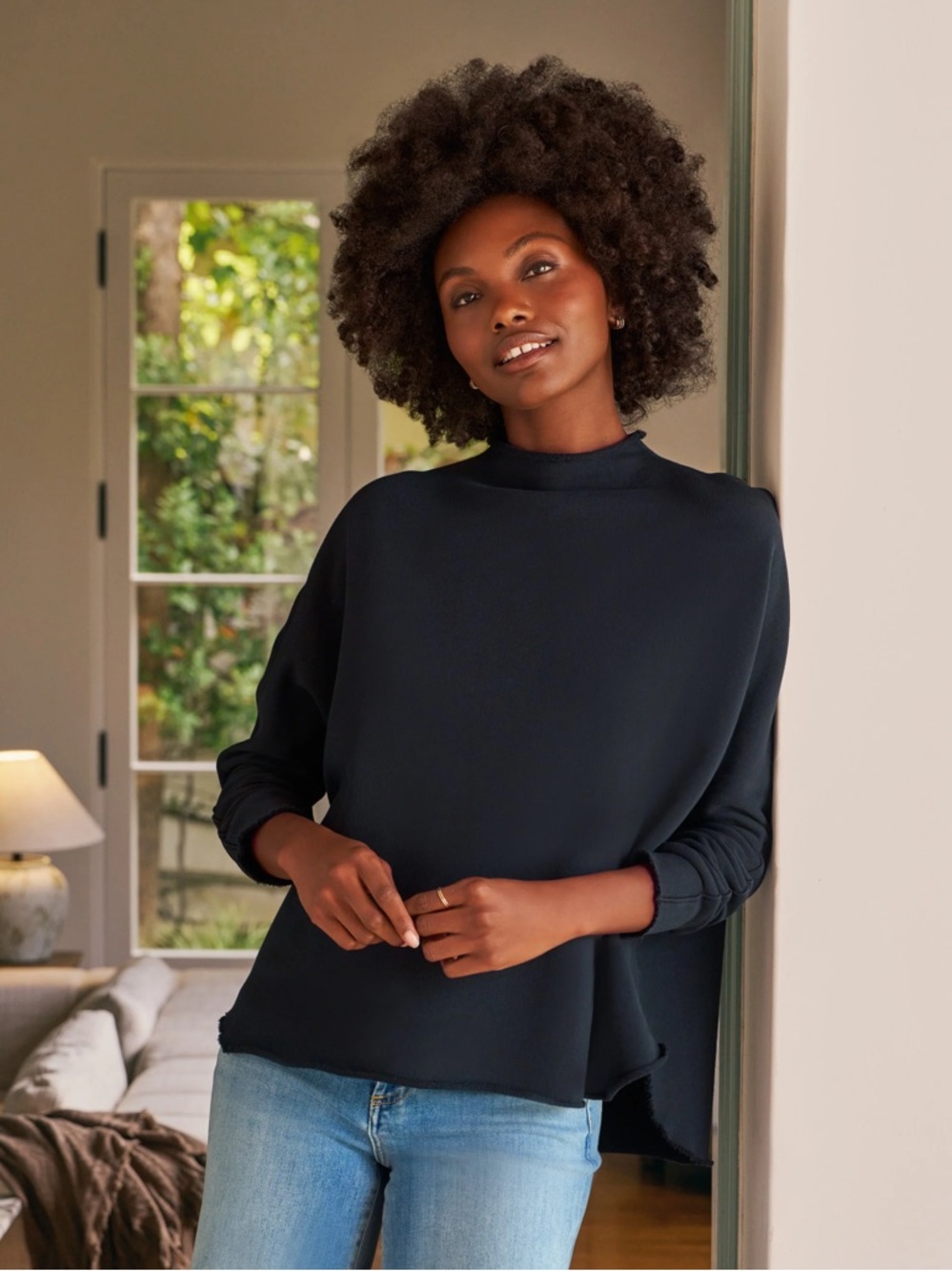 Frank & Eileen French Terry Navy Mockneck Crewneck